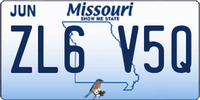 MO license plate ZL6V5Q