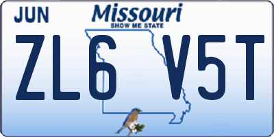 MO license plate ZL6V5T