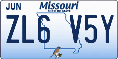 MO license plate ZL6V5Y