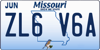 MO license plate ZL6V6A