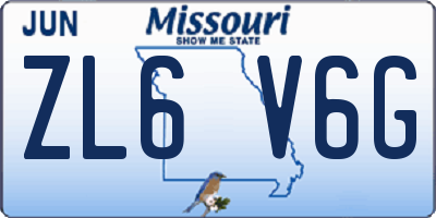 MO license plate ZL6V6G