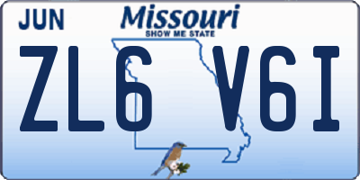 MO license plate ZL6V6I
