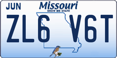MO license plate ZL6V6T