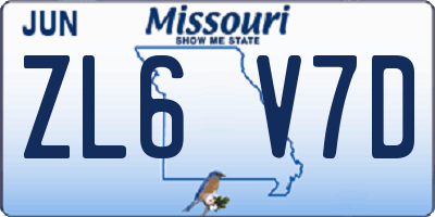 MO license plate ZL6V7D