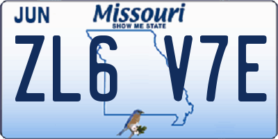MO license plate ZL6V7E