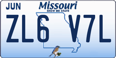 MO license plate ZL6V7L