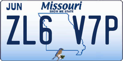 MO license plate ZL6V7P