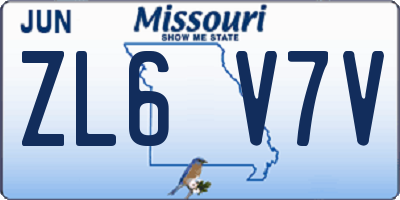 MO license plate ZL6V7V