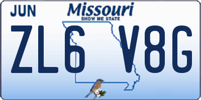 MO license plate ZL6V8G
