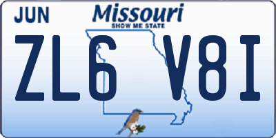 MO license plate ZL6V8I