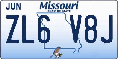 MO license plate ZL6V8J