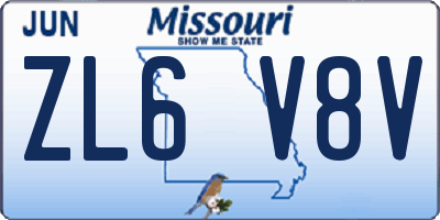 MO license plate ZL6V8V