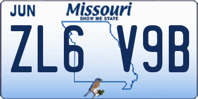 MO license plate ZL6V9B
