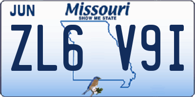 MO license plate ZL6V9I