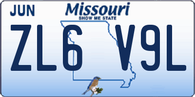 MO license plate ZL6V9L