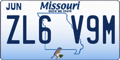 MO license plate ZL6V9M