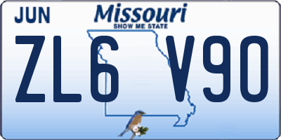 MO license plate ZL6V9O