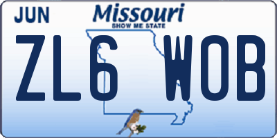 MO license plate ZL6W0B