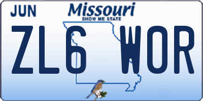 MO license plate ZL6W0R