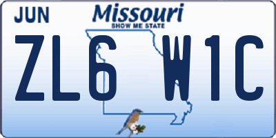 MO license plate ZL6W1C