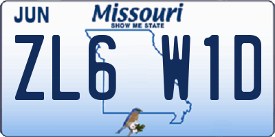 MO license plate ZL6W1D