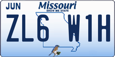 MO license plate ZL6W1H