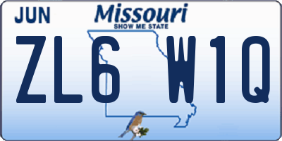 MO license plate ZL6W1Q