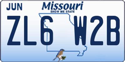 MO license plate ZL6W2B