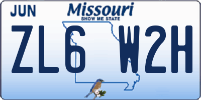 MO license plate ZL6W2H
