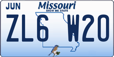 MO license plate ZL6W2O