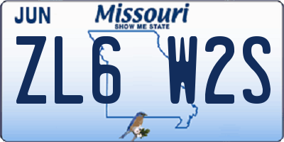 MO license plate ZL6W2S