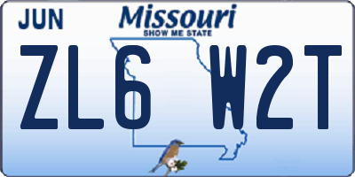 MO license plate ZL6W2T
