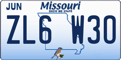 MO license plate ZL6W3O