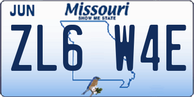 MO license plate ZL6W4E