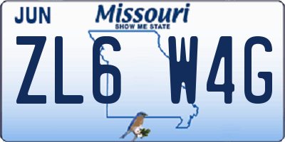MO license plate ZL6W4G