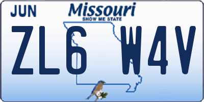 MO license plate ZL6W4V