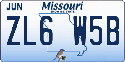 MO license plate ZL6W5B