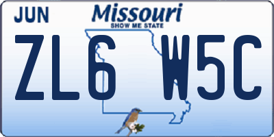 MO license plate ZL6W5C