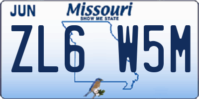 MO license plate ZL6W5M