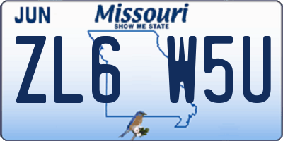 MO license plate ZL6W5U