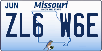 MO license plate ZL6W6E