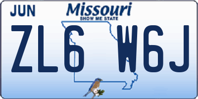 MO license plate ZL6W6J
