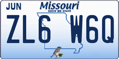 MO license plate ZL6W6Q