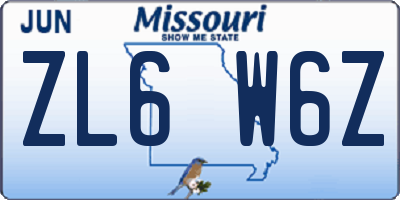 MO license plate ZL6W6Z