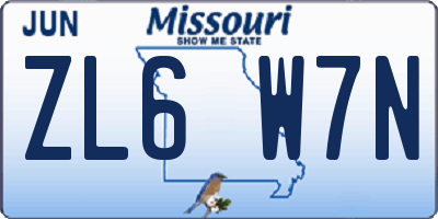 MO license plate ZL6W7N