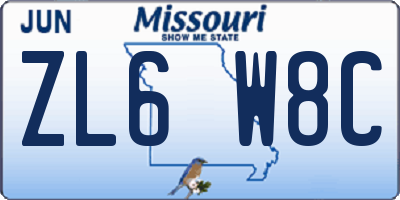 MO license plate ZL6W8C