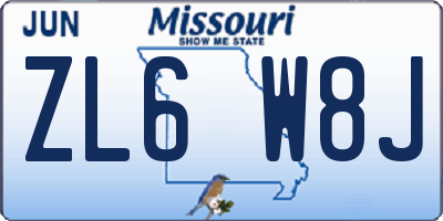 MO license plate ZL6W8J