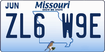MO license plate ZL6W9E