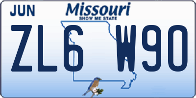 MO license plate ZL6W9O