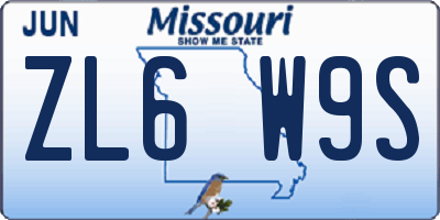MO license plate ZL6W9S